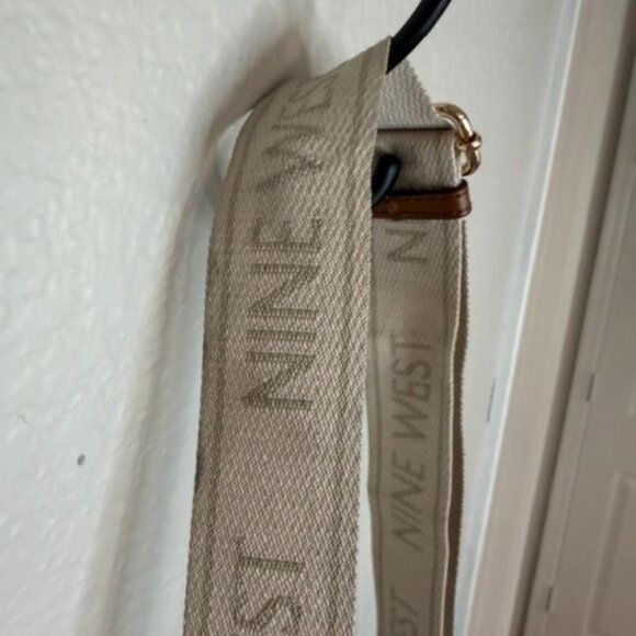 Nine West Denim Structured Western inspired Satchel Tote with Logo Strap - Picture 4 of 8